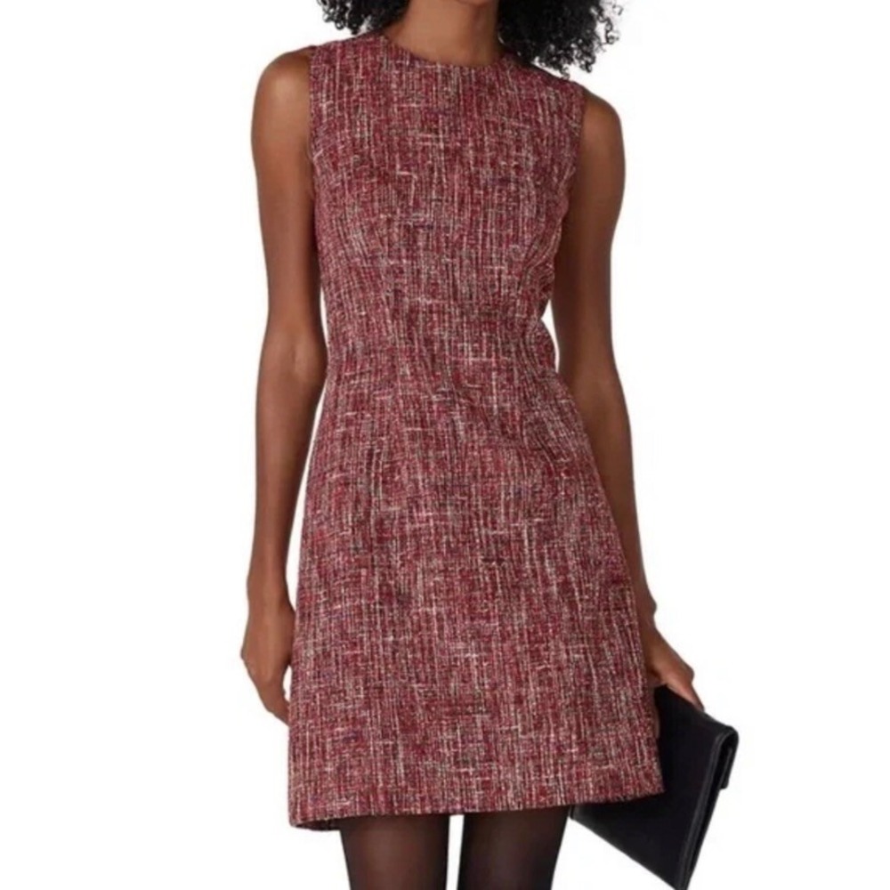 Adam Lippes Collective Red Tweed Sheath Dress Sleeveless Fall mini Size 4